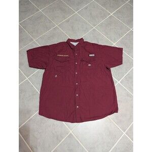 COLUMBIA PFG Florida State FSU Burgundy Short Sleeve Button Down Shirt Sz XL